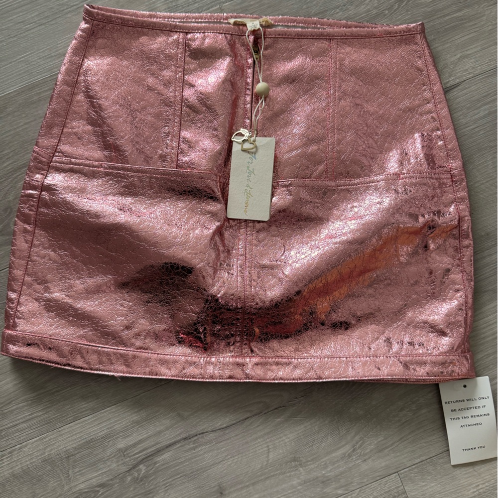 For Love & Lemons Pink Metallic Skirt